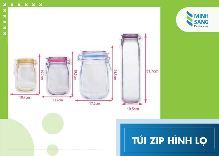 Túi zip hình lọ 