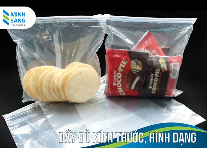 túi zipper đầy đủ kích thước hình dạng