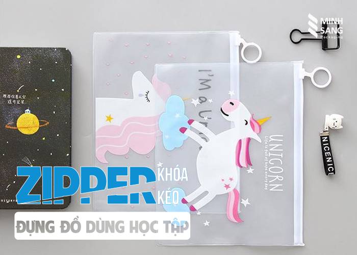 túi zipper khóa kéo dùng để đựng đồ học tập
