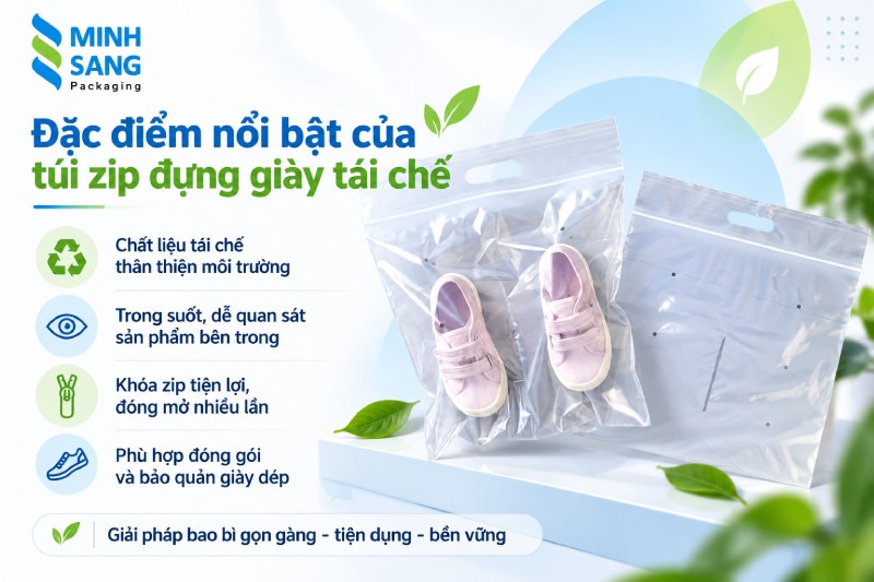 Đặc điểm nổi bật của túi zip đựng giày tái chế
